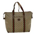 GUCCI GG Canvas Web Sherry Line Boston Bag PVC Leather Beige Green th4115 For Discount