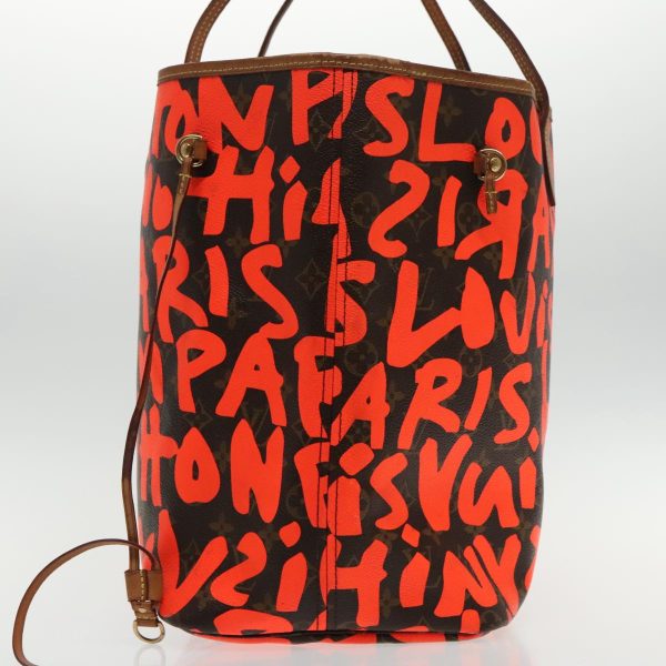 LOUIS VUITTON Monogram Graffiti Neverfull GM Tote Bag Orange M93702 Auth 95450 Online now