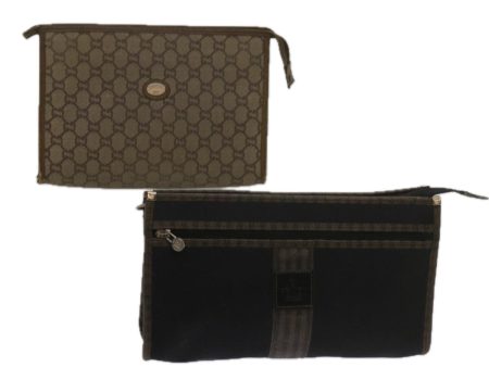 GUCCI Fendi Micro GG Canvas Clutch Bag PVC 2Set Beige yk9852 For Sale