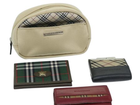 BURBERRY Nova Check Pouch Nylon 4Set Green BeigeNew bs11215 Hot on Sale