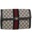 GUCCI GG Canvas Sherry Line Clutch Bag Gray Red Navy 89.01.006 yk7558B Hot on Sale