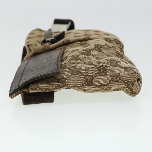 GUCCI GG Canvas Waist Bag Beige Dark Brown 44156 Hot on Sale