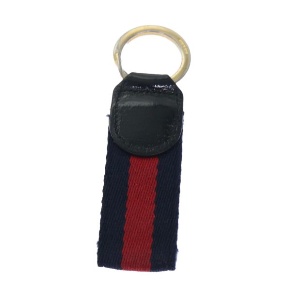 GUCCI Sherry Line Key Ring Canvas Red Navy yk8505 Supply