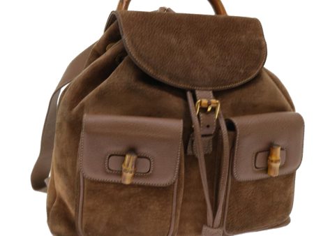 GUCCI Bamboo Backpack Suede Brown ar10105 Hot on Sale