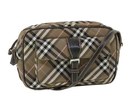 BURBERRY Nova Check Blue Label Shoulder Bag Nylon Leather BrownNew 52010 Sale