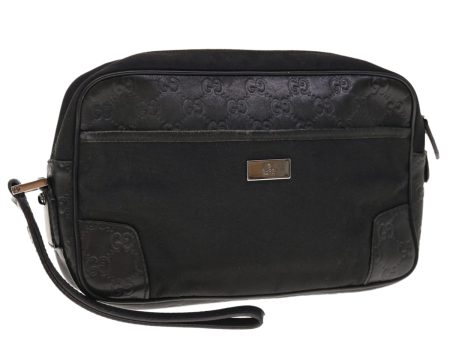 GUCCI Guccissima Clutch Bag Nylon Leather Black 162782 65851 on Sale