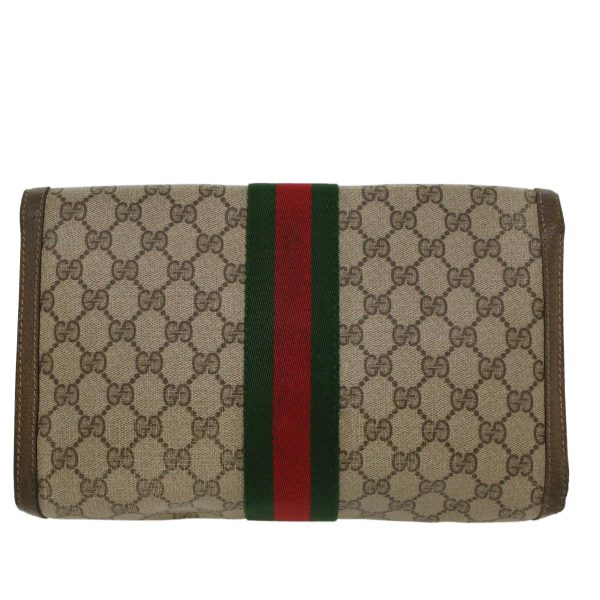 GUCCI GG Canvas Web Sherry Line Clutch Bag Beige Red 89•01•007 47106 Cheap