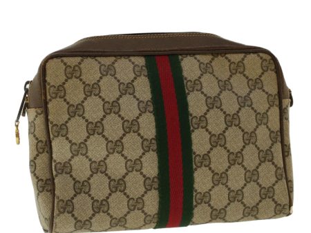 GUCCI GG Canvas Web Sherry Line Clutch Bag Beige Red Green 010.378. 41257 Sale