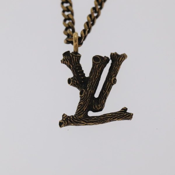 LOUIS VUITTON LV Wood Necklace metal Dark Silver MP2818  95075 on Sale