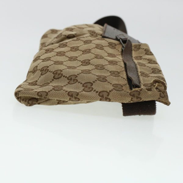 GUCCI GG Canvas Waist Bag Beige Dark Brown 44156 Hot on Sale