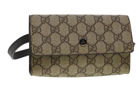 GUCCI GG Canvas Waist Bag PVC Leather Beige 137376 am4371 on Sale