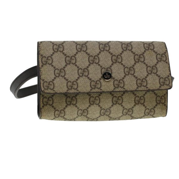 GUCCI GG Canvas Waist Bag PVC Leather Beige 137376 am4371 on Sale