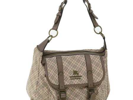 BURBERRY Nova Check Blue Label Shoulder Bag Canvas Beige PinkNew ki3415 Hot on Sale