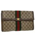 GUCCI GG Canvas Web Sherry Line Clutch Bag Beige Red 89•01•007 47106 Cheap