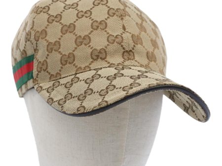 GUCCI GG Canvas Web Sherry Line Baseball Cap M Beige Green 200035 ki3339 For Cheap