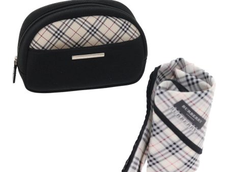 BURBERRY Nova Check Handkerchief Pouch Nylon 2Set Black BeigeNew 55616 on Sale