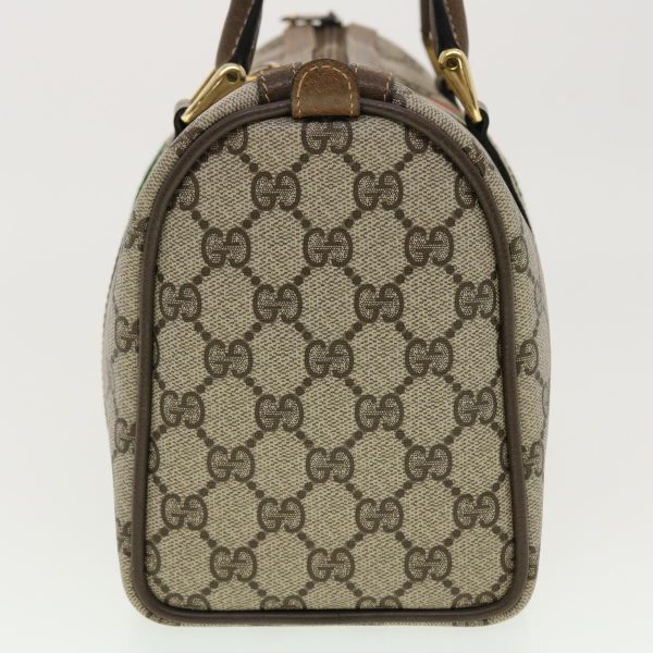 GUCCI GG Canvas Web Sherry Line Boston Bag PVC Leather Beige Green yk6589B Online now