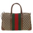 GUCCI GG Canvas Web Sherry Line Boston Bag Beige Red 2122.000.5301 43326 For Sale