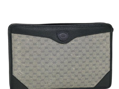 GUCCI Micro GG Canvas Clutch Bag PVC Leather Gray Navy ti1145 Supply