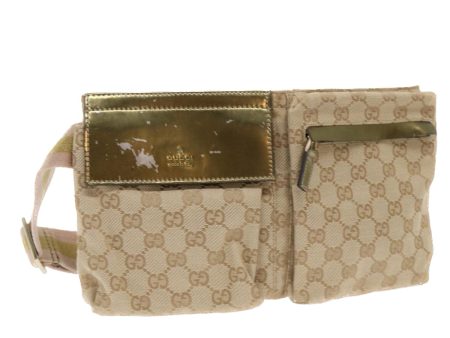 GUCCI GG Canvas Sherry Line Waist bag Beige Gold pink 28566 yk8454 Online now