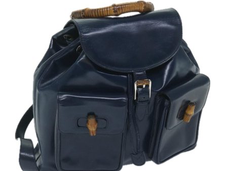 GUCCI Bamboo Backpack Enamel Navy 003 2058 0016 5 60145 Online Sale