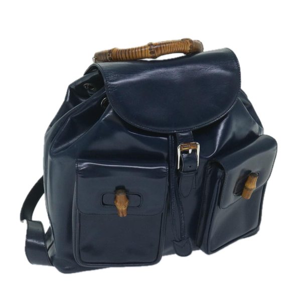 GUCCI Bamboo Backpack Enamel Navy 003 2058 0016 5 60145 Online Sale