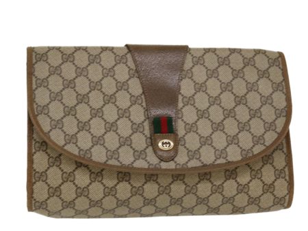 GUCCI GG Canvas Web Sherry Line Clutch Bag Beige Red 89.01.031 yk7021B Discount