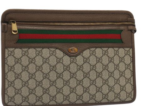 GUCCI GG Canvas Web Sherry Line Clutch Bag Beige Red Green 597619 yk8206 Online Sale