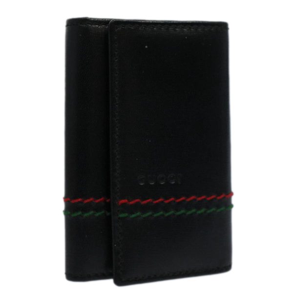 GUCCI Key Case Leather Black Red Green 138052 am5177 Hot on Sale