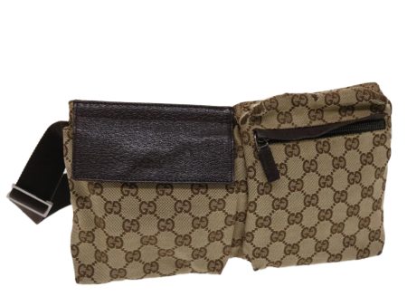 GUCCI GG Canvas Waist bag Leather Beige 28566 47122 Online now