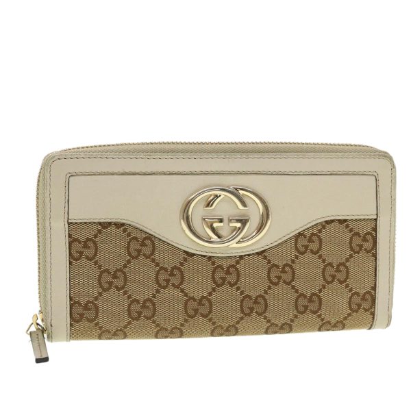 GUCCI GG Canvas Long Wallet Beige White 308012 43741 Hot on Sale