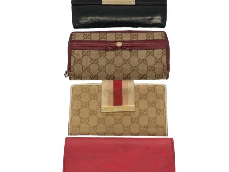 GUCCI GG Canvas Sherry Line Wallet 4Set Beige Black pink ti1195 For Sale