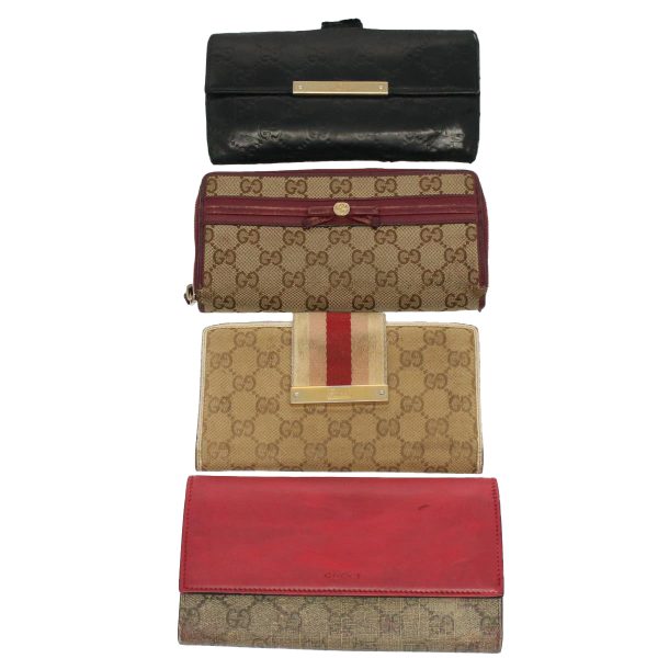 GUCCI GG Canvas Sherry Line Wallet 4Set Beige Black pink ti1195 For Sale