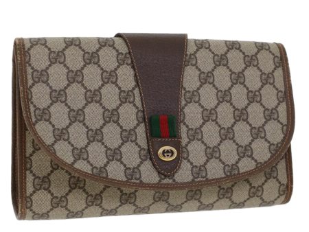 GUCCI GG Canvas Web Sherry Line Clutch Bag Beige Red Green 156.01.030 44751 Supply