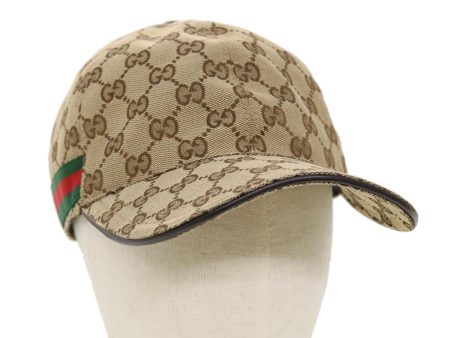 GUCCI GG Canvas Web Sherry Line Baseball Cap M 58 Beige 200035 ki2886 Discount