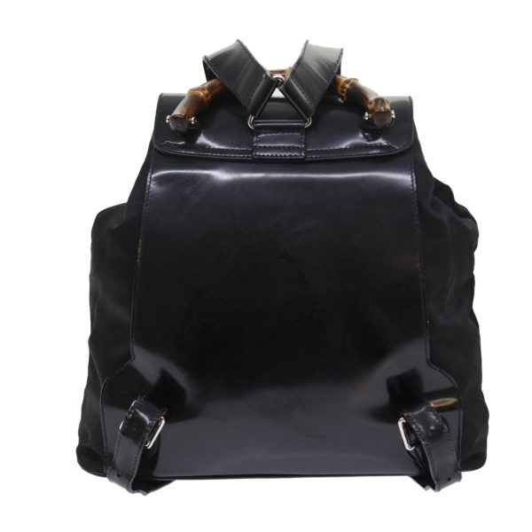 GUCCI Bamboo Backpack Nylon Enamel Black 003 2058 0016 5 56067 Discount