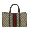 GUCCI GG Canvas Web Sherry Line Boston Bag PVC Leather Beige Green yk6588B Supply