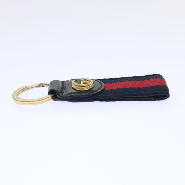 GUCCI Sherry Line Key Ring Canvas Red Navy yk8505 Supply