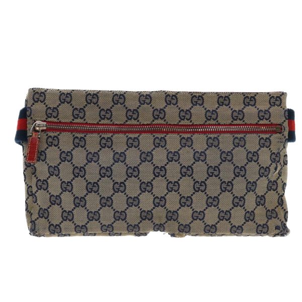 GUCCI GG Canvas Sherry Line Waist bag Leather Beige Red Navy 28566 52752 Online Sale