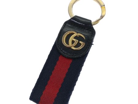 GUCCI Sherry Line Key Ring Canvas Red Navy yk8505 Supply