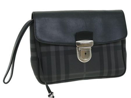 BURBERRY Nova Check Clutch Bag Coated Canvas Leather BlackNew yk8453 Online Sale