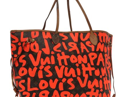 LOUIS VUITTON Monogram Graffiti Neverfull GM Tote Bag Orange M93702 Auth 95450 Online now