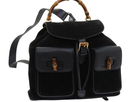 GUCCI Bamboo Backpack Suede Black 003 2058 0016 ep2009 Hot on Sale