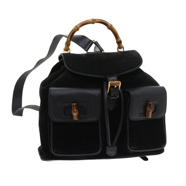 GUCCI Bamboo Backpack Suede Black 003 2058 0016 ep2009 Hot on Sale