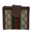 GUCCI GG Canvas Web Sherry Line Trifold Wallet PVC Leather Beige Red 42974 For Discount