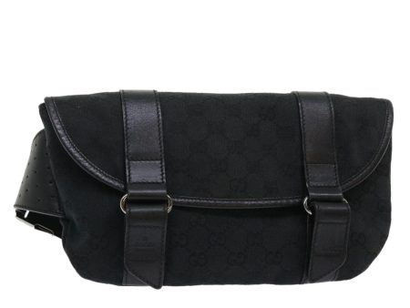 GUCCI GG Canvas Waist bag Leather Black 145851 46164 Fashion