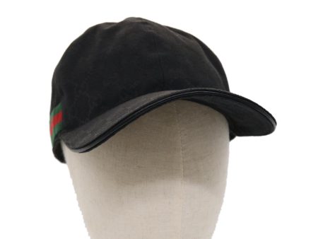 GUCCI GG Canvas Web Sherry Line Cap M 58 Black Green 200035 601564 ki3120 Supply