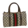 GUCCI GG Canvas Web Sherry Line Boston Bag PVC Leather Beige Green yk6589B Online now