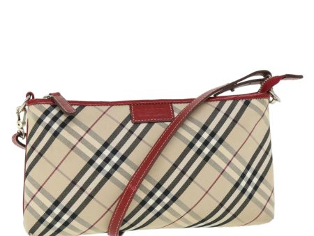 BURBERRY Nova Check Blue Label Shoulder Bag Canvas Nylon Beige RedNew ki3556 Discount