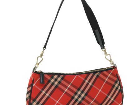 BURBERRY Nova Check Blue Label Shoulder Bag Canvas Leather Red BlackNew 54874 For Sale